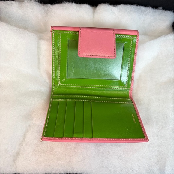 Kate Spade New York Leather Wallet Pink Green Made in Italy - Picture 3 of 7